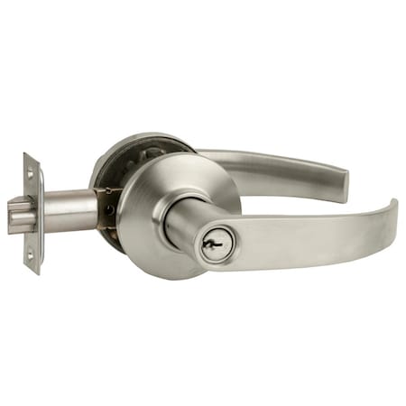 Schlage Grade 2 Tubular Lock, Storeroom Function, Key in Lever Cylinder, Neptune Lever, Satin Nickel Finish, S80PD NEP 619